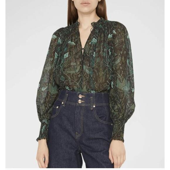 Ulla Johnson Tops - Ulla Johnson Ida Blouse in Rainforest Green